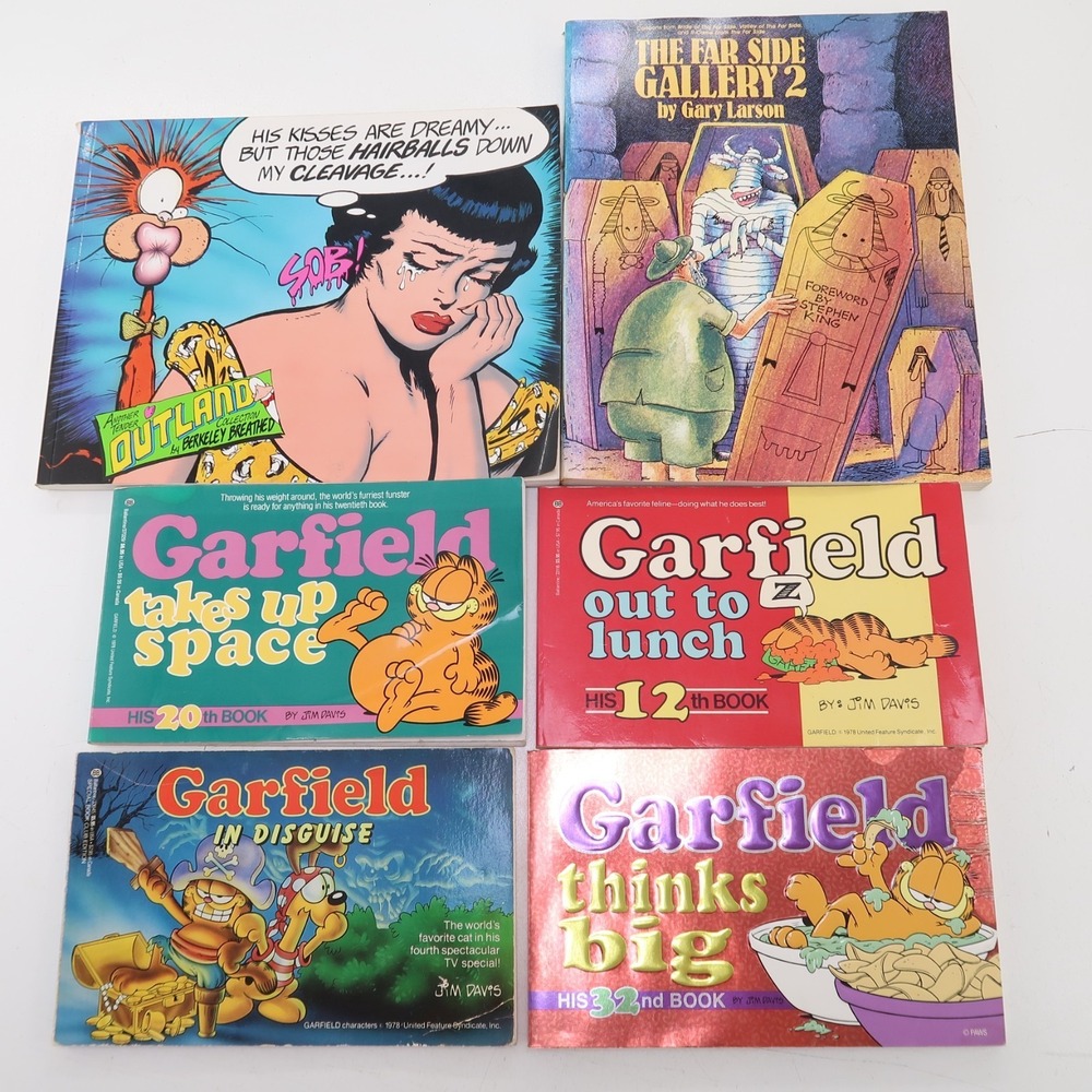 Vintage Garfield, Far Side, Outland Berkeley Breathed Comic Book Lot Of 6